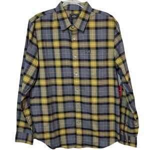 Kimes Ranch  Twin Peaks Coolmax ‎ Dress Gold/Grey Cotton blend L/S Shirt Men's L